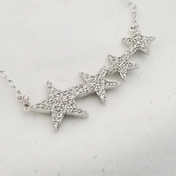 ADORNIA Sterling Silver Swarovski Shooting Star Crystal Necklace